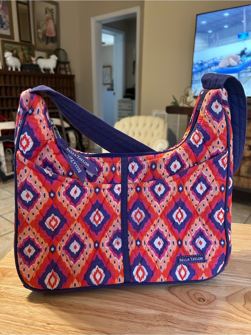 Bella Taylor Pink & Purple Patterned Quilted Shoulder Bag